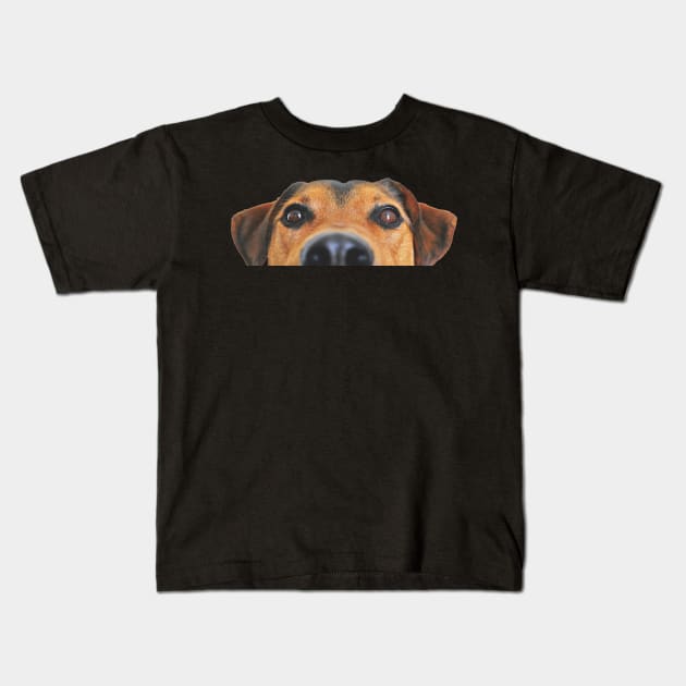 Peek a boo doggy Kids T-Shirt by gruntcooker